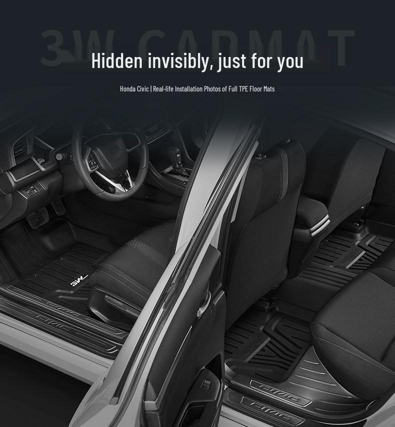 3W Полные коврики для пола и багажника из ТПЭ для Honda Civic 10-го и 11-го поколений