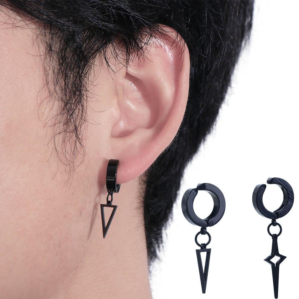 Male Fake Piercing Fashion Jewelry Korean Style Ear Cuff Cross Clip Earring Non-Piercing Earring