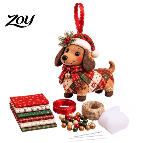 DIY Patchwork Kit for Christmas Ornament Holiday Decoration, Decorative Fabric Winter Seasonal Home Decor Craft Set with Traditional Patterns Display