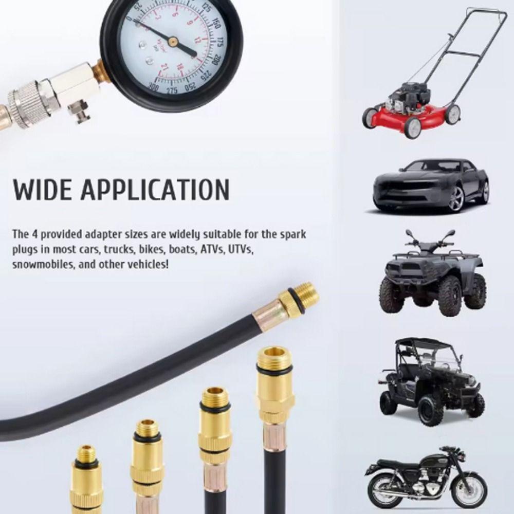 Professional Engine Compression Test Kit M10/12/14/18 Adapter 0-300 PSI Automotive Cylinder Tester Kit Pressure Gauge Tester