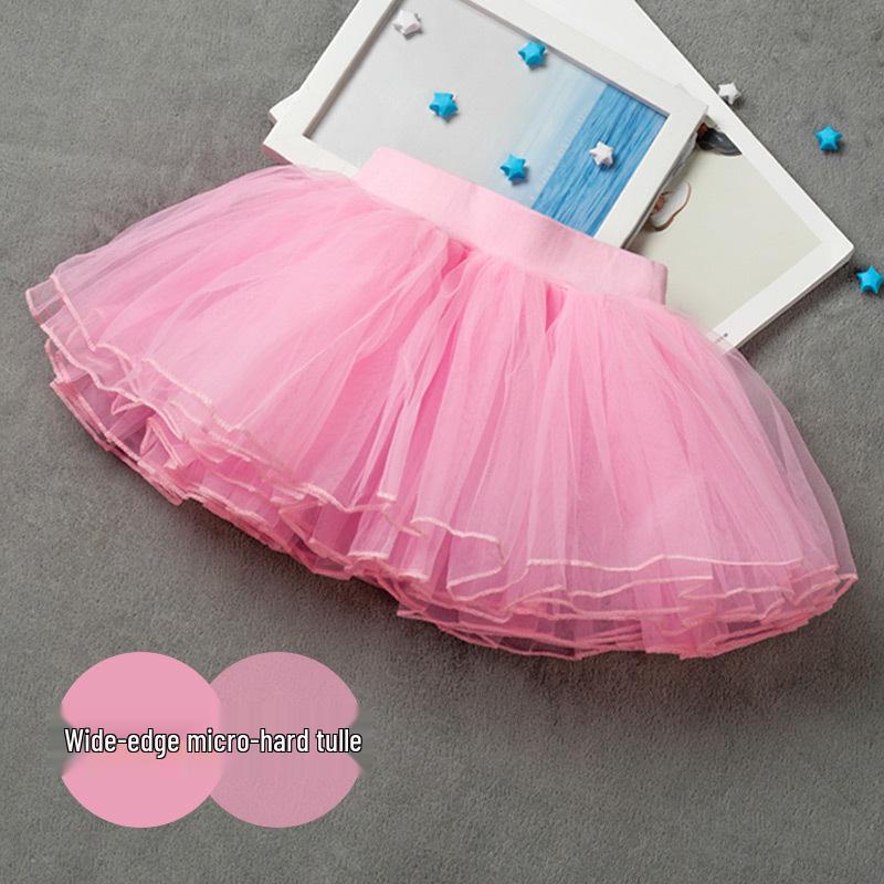 Girls' Tulle Dance Skirt - Short, Puffy, Pink & White Options, Summer Practice Wear