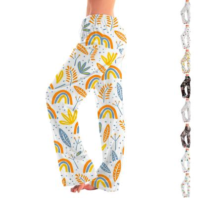 Женские милые брюки с цветочным принтом на завязках, повседневные пижамные брюки