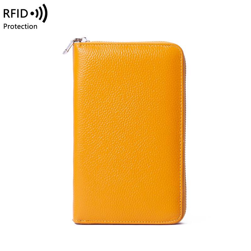 Натуральная кожа RFID Аккордеон Кошелек для паспорта и телефона | Многофункциональный держатель для документов на молнии