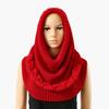 Однотонный вязаный шарф с капюшоном, зимний утеплитель для шеи, шарф-воротник, шарф-шаль двойного назначения, декоративный аксессуар для верхней одежды.