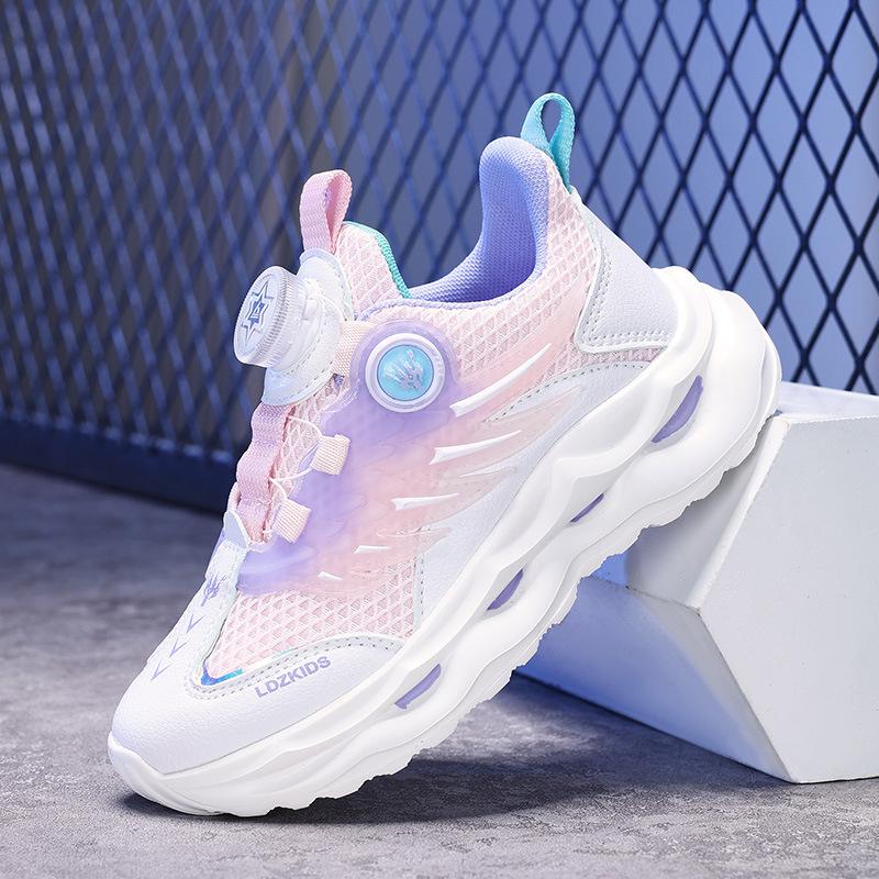 Обувь для девочек, версия с девственной пуговичной поверхностью, корейская спортивная версия для девочек, обувь среднего и большого размера, дышащие кроссовки с крыльями из подкладки