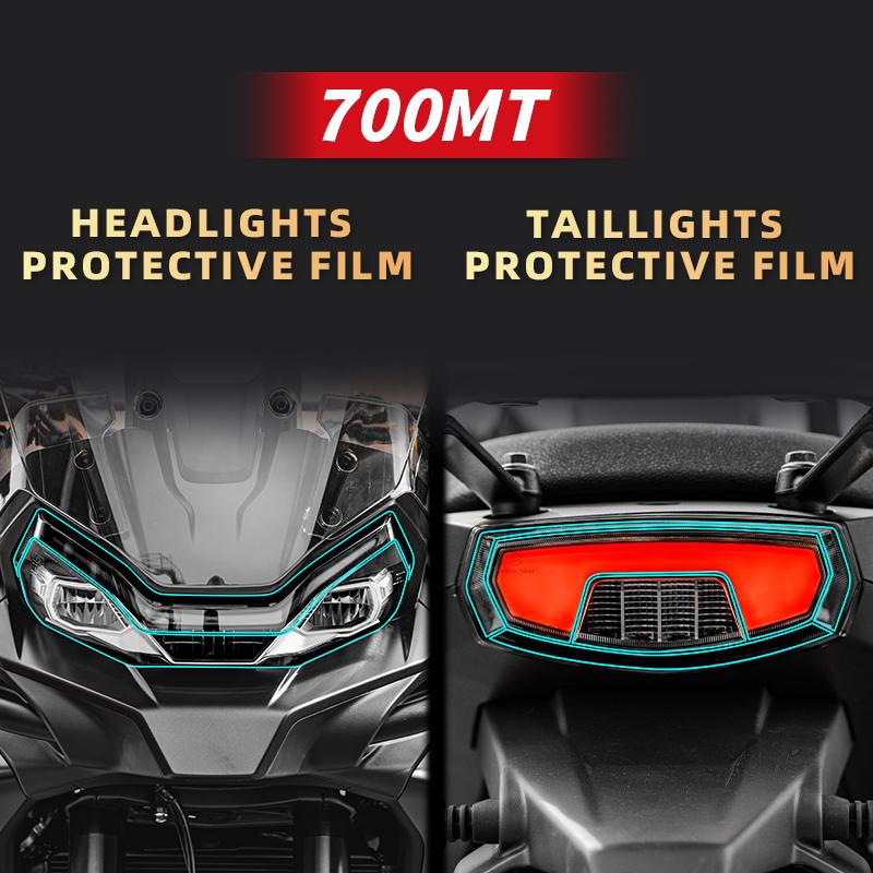 Использовать для мотоцикла CFMOTO 700MT 2025 Аксессуары Набор прозрачных защитных пленок-стикеров из ТПУ для фары и заднего фонаря