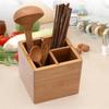 Home Utensil Holder Fork Spoon Partition Drain Hole Bamboo Chopstick Organizer Flatware Kitchen Storage Countertop Assemblable