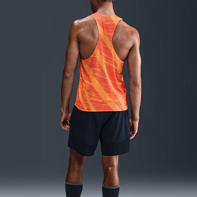 Nike Aeroswift Dri-Fit Adv Nn Logo Быстросохнущий Дышащий Удобный Жилет для Бега Мужские Топы Командный Оранжевый Белый Черный HF6617-891