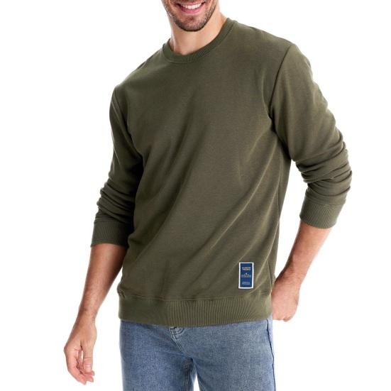 Fall Winter Men Top Loose O Neck Long Sleeves Pure Color Warm Pullover Mid