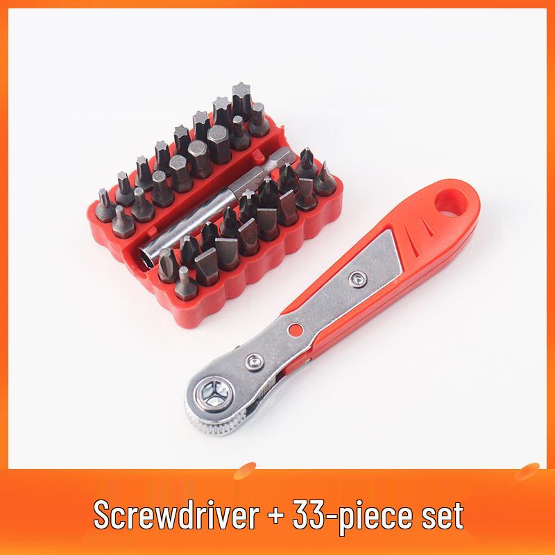 36-Tooth Ratchet Screwdriver and Bit Socket Set with L-Shaped Wrench for Household Repairs