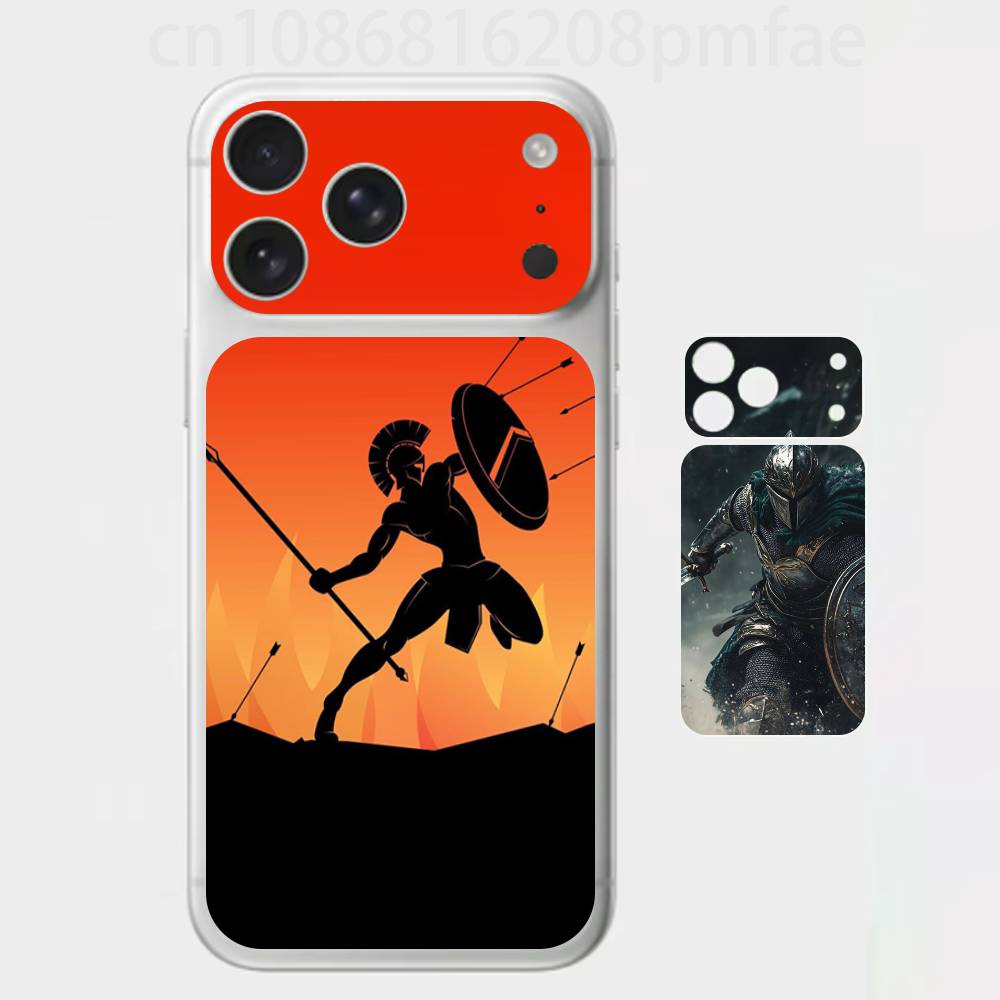 Крутая премиальная наклейка-обертка в стиле Спарты для iPhone 17 Pro/Max, Защитная декаль для задней рамки и камеры (Не чехол)
