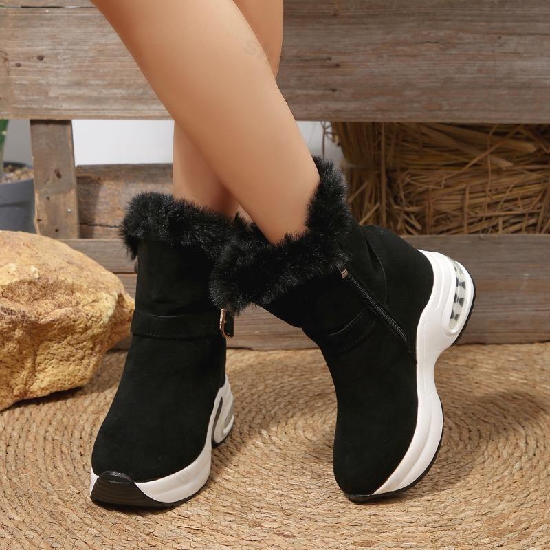 Fashion Fashion Belt Buckle Warm Casual Thick Soled Snow Boots for Women 2025 Winter New Comforatble Versatile Chunky Hairy Cotton Shoes