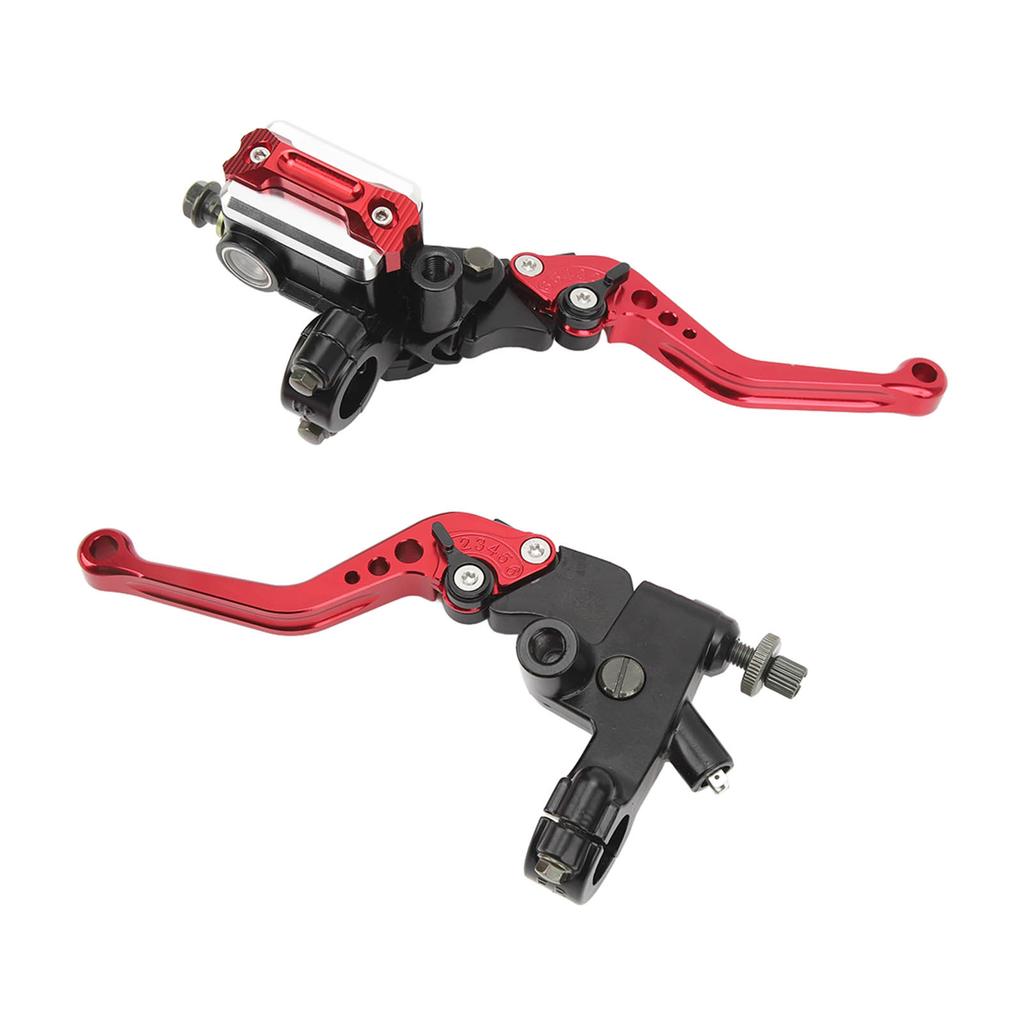 1 Pair 7 8in Brake Master Cylinder Lever Universal Motorcycle Handlebar Kit with Reservoir Carbon Fiber Hand Guard Red