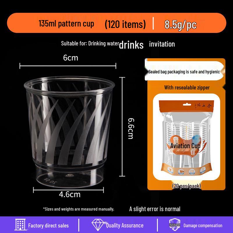Disposable Transparent Food-Grade Plastic Cups, Thickened for Household & Reception Use