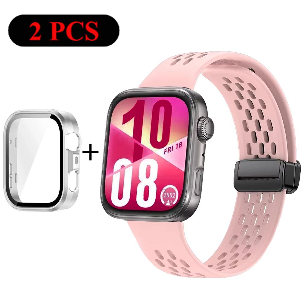 Ремешок+Чехол Силиконовый Ремешок для Huawei Watch Fit 4 Pro Fit 4 Удобный Браслет для Huawei Watch Fit 3 Дышащий Ремешок ПК Оболочка