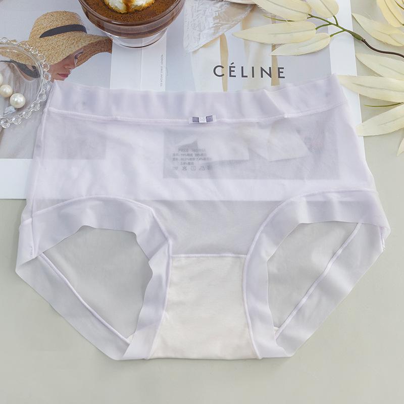 Нижнее белье для женщин Шелковые трусики-трусы Ice Silk No Hip Clip No Trace Lingerie Triangle Mid Талия Размер Большие трусики