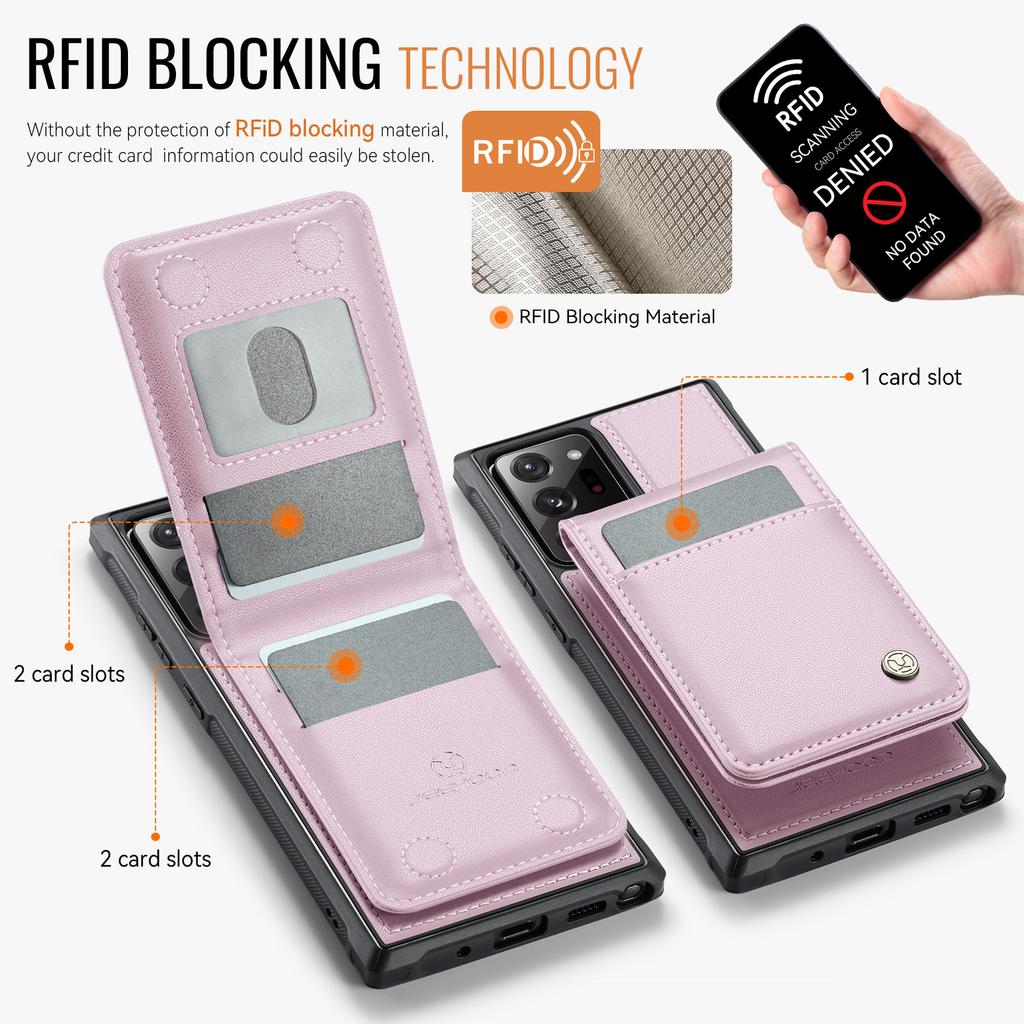 Для Samsung Galaxy Note20 Ultra Кожаная задняя крышка Совместима с MagSafe Чехол для телефона JEEHOOD J06 с карманом для карт Блокировка RFID