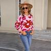 New Autumn and Winter Round-neck Pullover for Women, A Casual and Versatile Floral Printed Long-sleeved Knitted Sweater