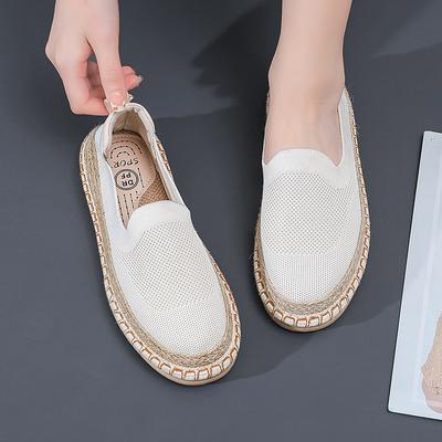 Женские плоские слипоны из парусины, летние лоферы с ремешком, женская повседневная удобная обувь, женские кроссовки, лоферы на платформе, плоские туфли-рыбаки для женщин