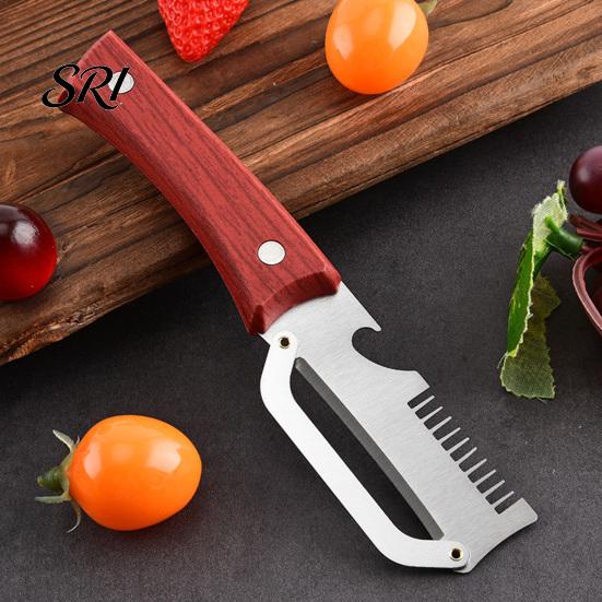 Meal Prep Kitchen Gadget Vegetable Peeler with Wooden Handle Stainless Steel Blade Tool Comfortable Built-in Bottle Opener for Peeling And Slicing