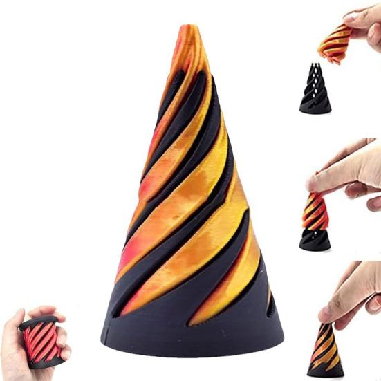 3 шт./набор 3D-печатных спиральных конусов, невозможных пирамид, проходных скульптур, спиральных цилиндров, фигурок, снятия стресса, тревожности, обучающих игрушек-пирамид