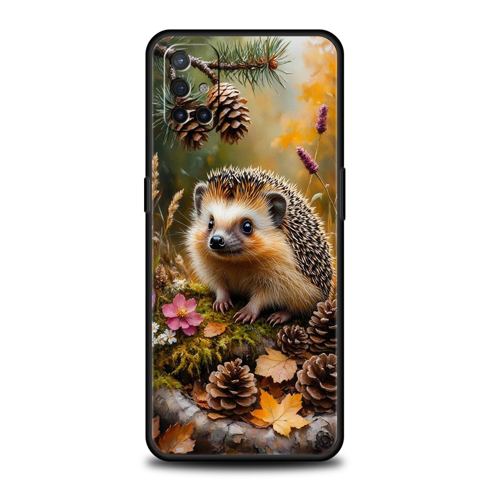 Phone Case For Oneplus 13R 12R 13 12 10T 10R Nord N100 N200 N10 10 9 9R 9RT CE 2 Z Pro 5G Soft TPU Autumn Cute Hedgehog Design
