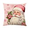 Pink Santa Pillow Cover Linen Printed Letter Sofa Cushion Cover Home Living Room Bedroom Pillow Cover