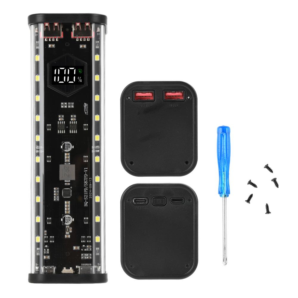 Корпус для 8*21700 аккумуляторов 22.5W Быстрая зарядка DIY Ящик для хранения аккумуляторов Корпус Power Bank без пайки PD+ Flash Charge+ Быстрая зарядка