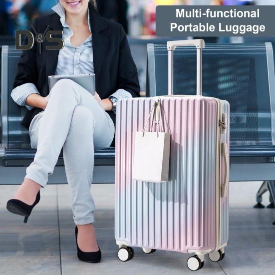 20/24-дюймовый чемодан с жестким корпусом, устойчивым к царапинам, с USB-интерфейсом, подстаканником и кодовым замком, бесшумный чемодан с вращающимся колесом