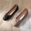 Модные новые повседневные женские балетки с бантом, удобные кожаные туфли, легкие дышащие нескользящие туфли, модные женские балетки с квадратным носком, Mujer Zapatos