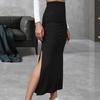 Женская юбка-полубоди с высокой талией, облегающая юбка с разрезом по низу, однотонная юбка для работы, повседневной носки, свиданий