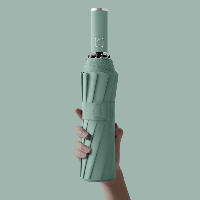 Автоматический складной зонт с 12 спицами, простой однотонный зонт.