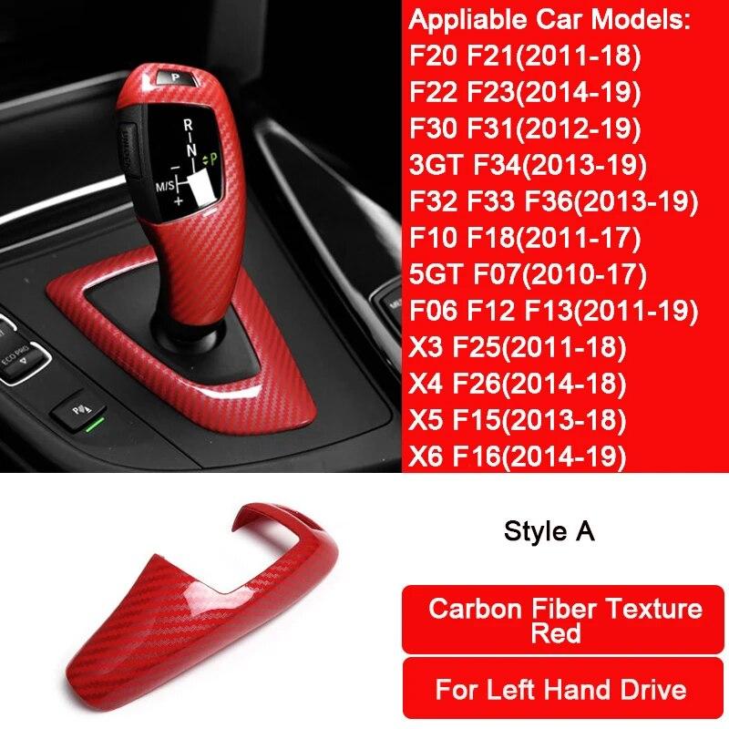 Carbon Fiber Texture ABS Car Gear Shift Knob Handbrake Protector Trim Cover Accessories For BMW F30 F10 F20 F34 F07 X3 X4 X5 X6