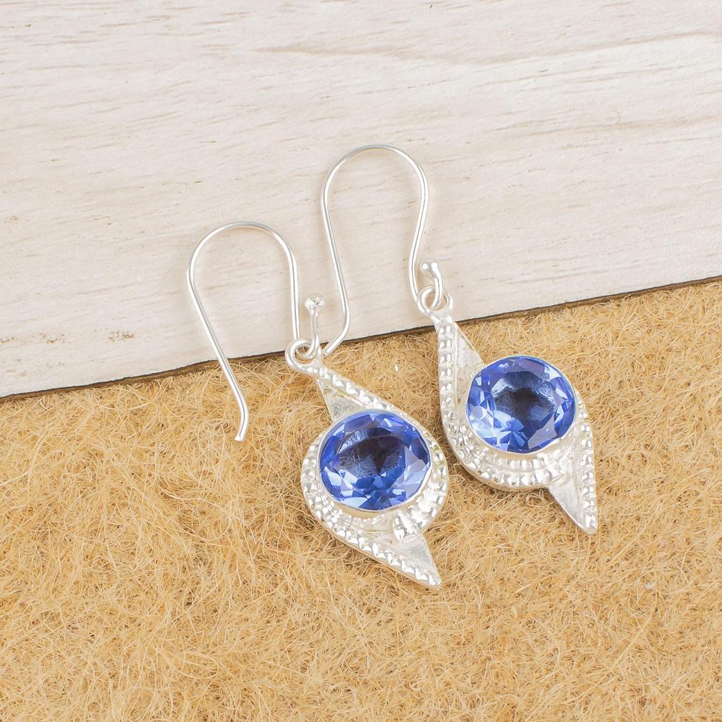 Серьги ручной работы с драгоценными камнями танзанит, серьги из цельного серебра 925 пробы, антикварные ювелирные изделия, серьги для подарка на помолвку