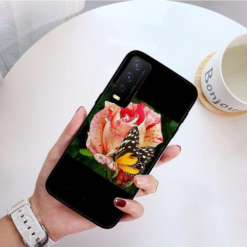 Чехол для телефона с красной бабочкой и розами для vivo Y31 Y30 Y33S Y11S Y12S Y17 Y20 Y20S Y21S Y1S Y53S Y15 Y19 Y91C V23, чехлы