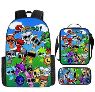 Rhythm Box Sprunki Student School Bag Backpack Backpack Three-Piece Set
