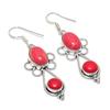 Серьга из стерлингового серебра 925 пробы с оранжевым кружевным агатом и кораллом 2,36" KJ-827