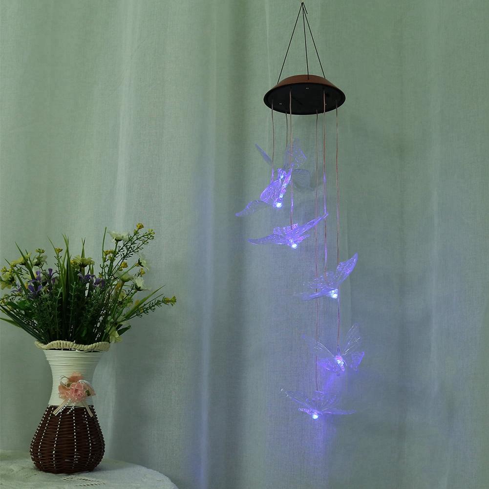 Уличные Водонепроницаемые Светодиодные Солнечные Колокольчики-Бабочки Декор для Дома и Сада (прозрачный)