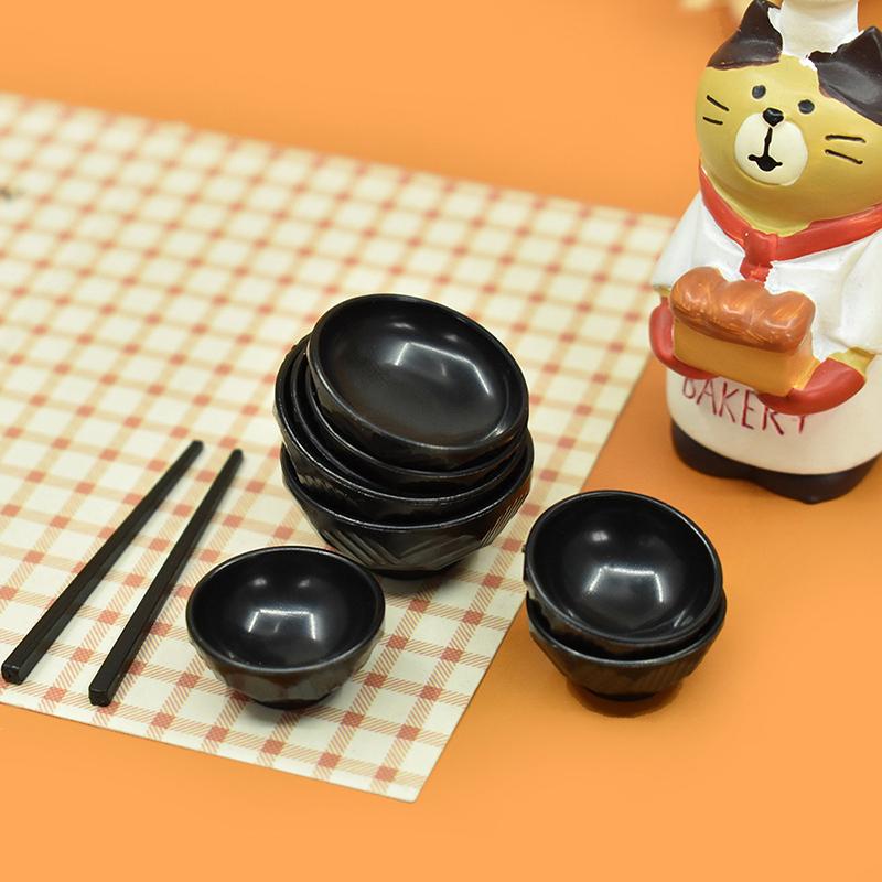 1Set 1:6 Miniature Dinner Plate Bowl Chopsticks Tray Tableware Kitchen Model Decor Toy Doll House Accessories