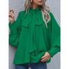 DAFIFY Women's Fashion Casual Spring Autumn Solid Color Print Long Sleeve Half Turtleneck Blouses & Shirts