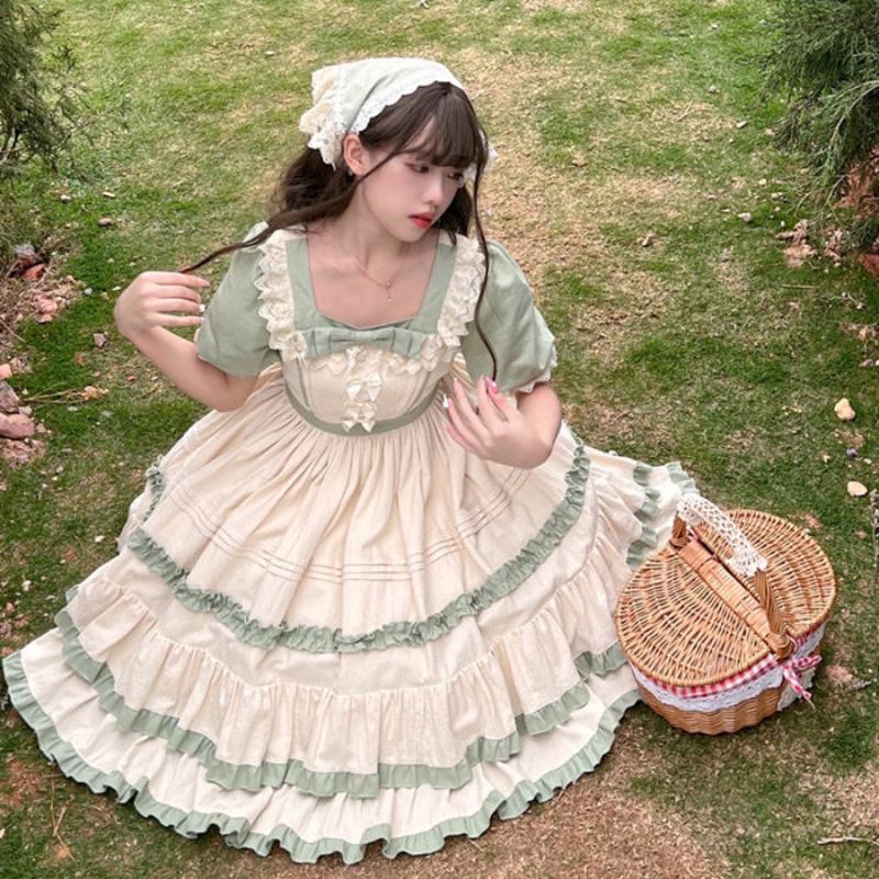 Платье Lolita Дизайн Platycodon Manor Пасторальный Стиль Op Короткий Рукав