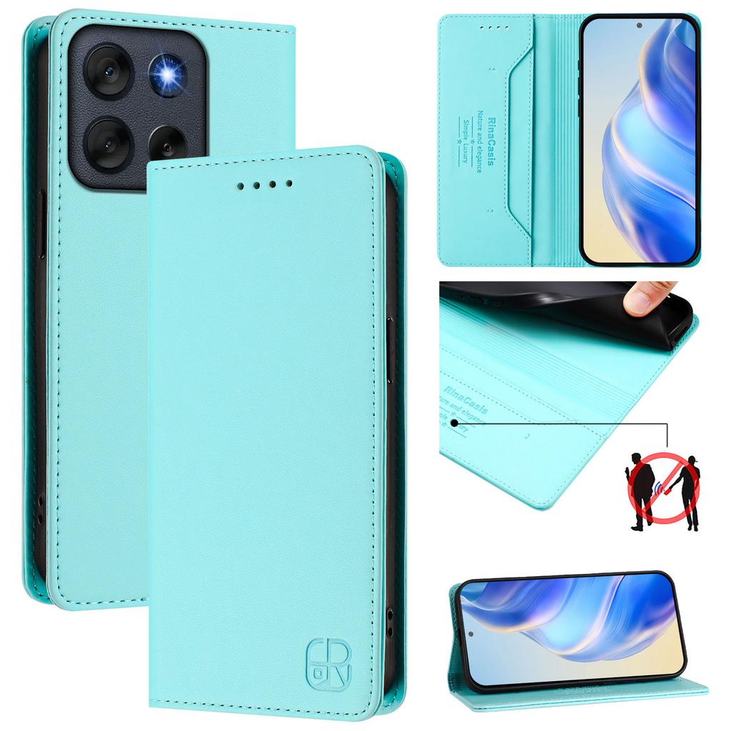 For Motorola Moto G56 5G Leather Case RINACASIS RC01 Phone Cover with RFID Blocking Wallet Stand