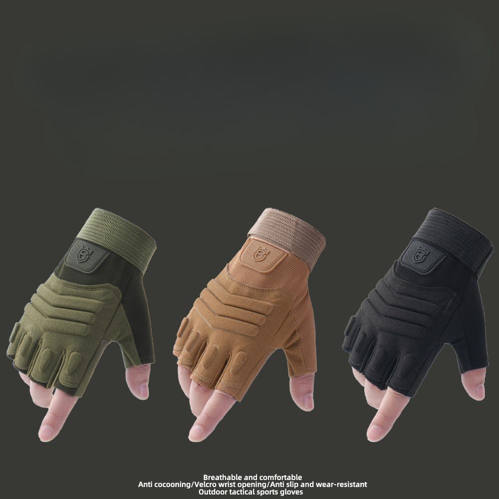 Фитнес Перчатки без пальцев для мужчин для тренировок на открытом воздухе, тактические, полевые, с одинарной перекладиной, износостойкие, противоскользящие, для езды на мотоцикле