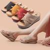 Thick Soled PU Sole for Wearing Mom's Shoes Ladies' Sandals with Sloping Heels Retro Hollowed Out Slippers Roman Sandals