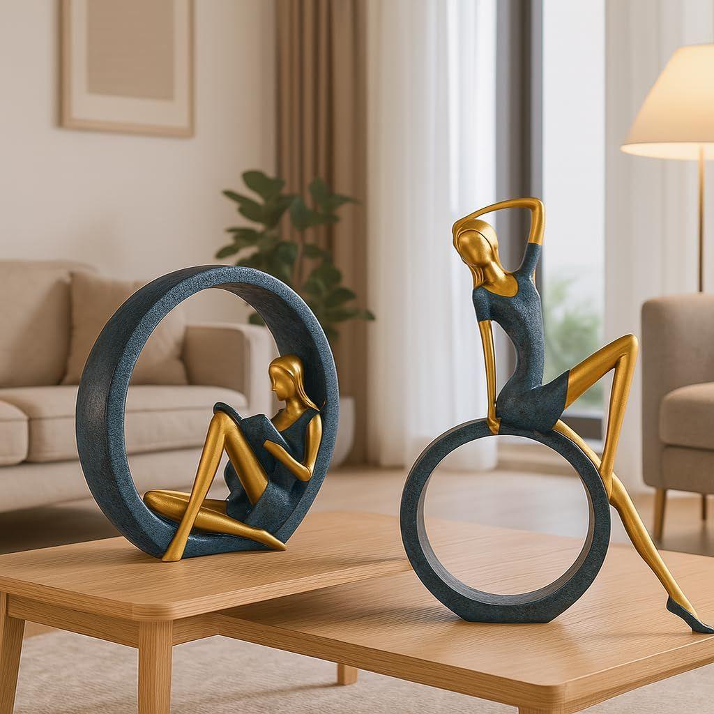 Стильные скульптуры девушек из смолы для домашнего декора (Упаковка из 2 шт.)