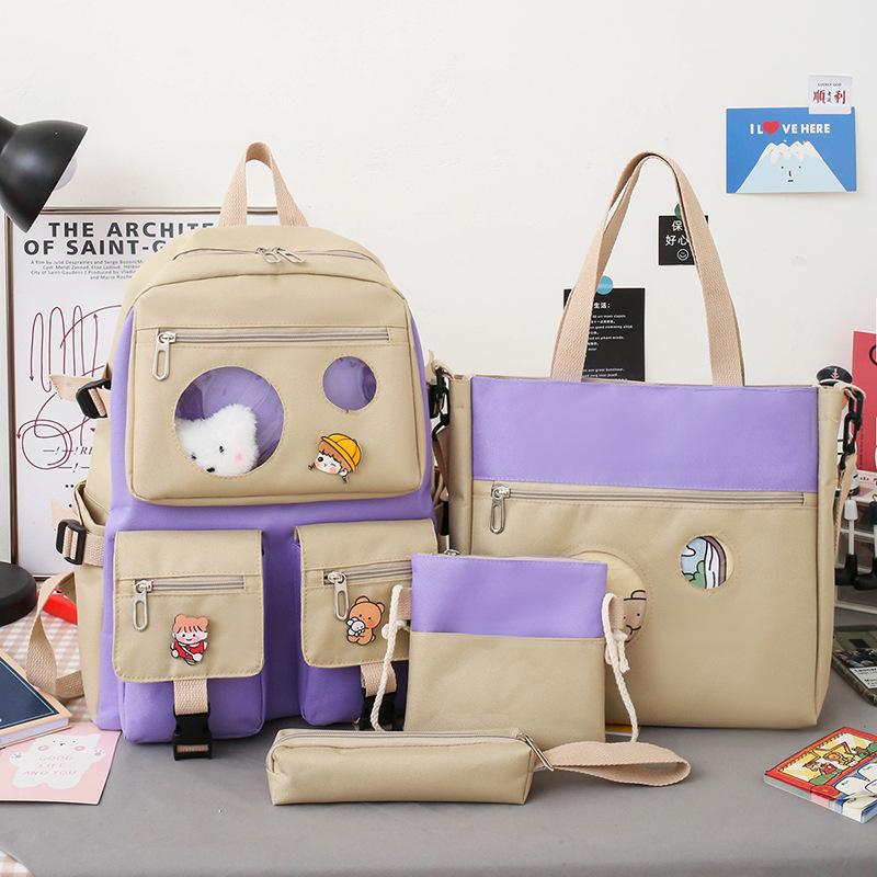 4 шт. Наборы канва школьный рюкзак большой емкости для девочек женский рюкзак школьная сумка студентка колледжа свежий рюкзак для девочек