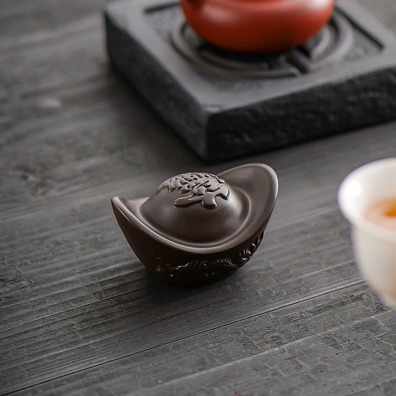 Creative Raw Mineral Purple Sand Ingot Cover Holder Set Home Tea Ceremony Spare Parts High-end Teapot Cover Tea Set Cover Holder