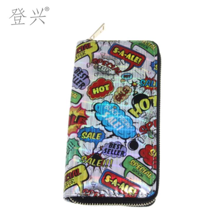 New Graffiti Fashion Laser PU Long Wallet, Clutch Card Bag Wallet