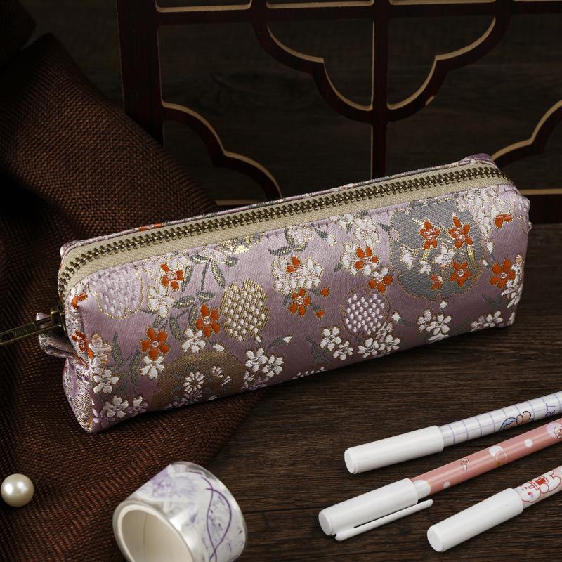 Чехол для карандашей с вышивкой в китайском стиле, портативный пенал для канцелярских принадлежностей, сумка для ручек, роскошная косметичка, большая вместимость, косметичка