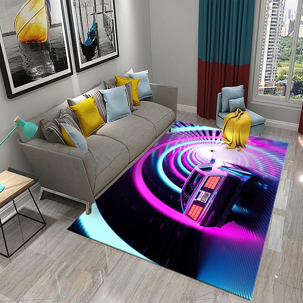 3D Красочный Неоновый Волновой Ковер для Гостиной, Декора Детской Спальни, Детский Игровой Ползающий Коврик, Коврики Нескользящие для Ванной и Кухни